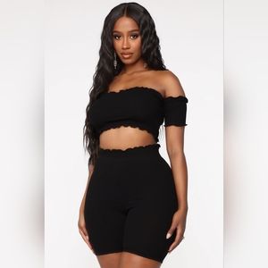 Fashion nova small off shoulder crop short set